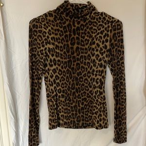 cheetah print long sleeve turtle neck